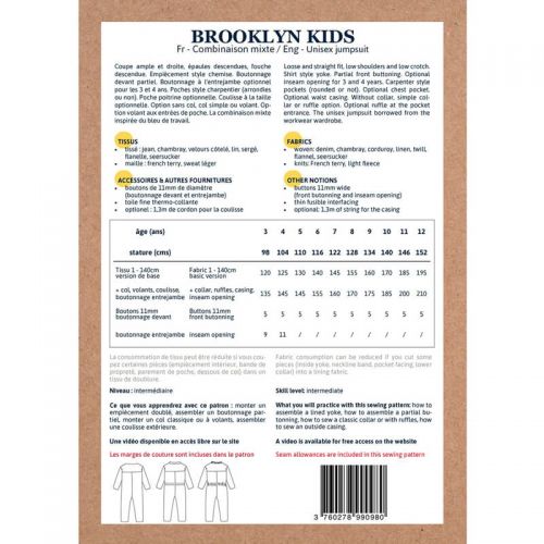 Patron Ikatee Brooklyn 3-12 ans Patron Ikatee Brooklyn 3-12 ans