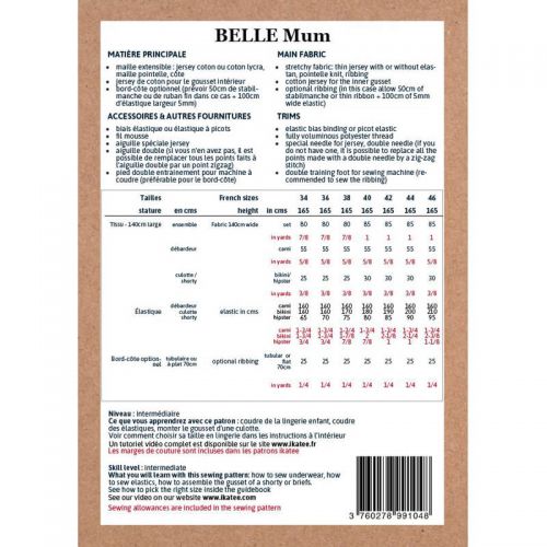 Patron Ikatee Belle Mum T34-46 Patron Ikatee Belle Mum T34-46