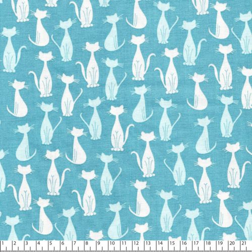 Tissu Chloé and friends bleu 100% coton larg 110cm Tissu Chloé and friends bleu 100% coton larg 110cm