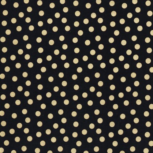 Tissus pois dorés fd noir 100% coton larg 110 cm Tissus pois dorés fd noir 100% coton larg 110 cm