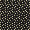 Tissus pois dorés fd noir 100% coton larg 110 cm