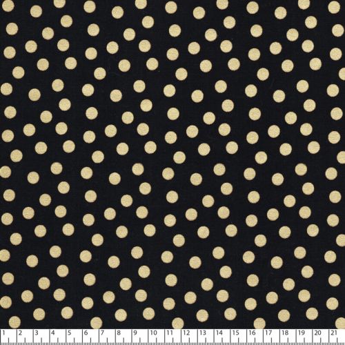 Tissus pois dorés fd noir 100% coton larg 110 cm Tissus pois dorés fd noir 100% coton larg 110 cm