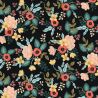 Tissu coton Primavera fond noir Rifle Paper