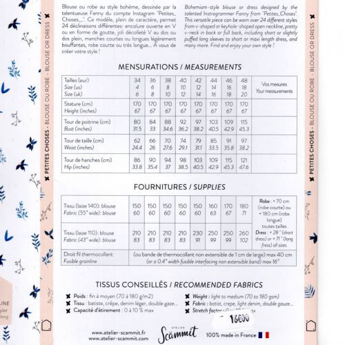 Patron Atelier Scammit Petites choses Patron Atelier Scammit Petites choses