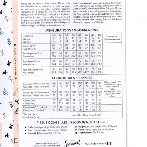 Patron Atelier Scammit Hélios Patron Atelier Scammit Hélios
