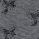 Tissu double gaze de coton oiseau fond gris