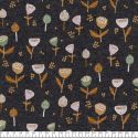 Tissu sweat gratté Fantasy flowers  pointe de glitter gris Poppy