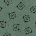 Tissu sweat fin BIO Bear Poppy fond vert