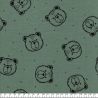 Tissu sweat fin BIO Bear Poppy fond vert