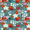 Tissu jersey coton BIO Flowers Poppy fond vert