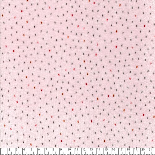 Tissu jersey velours pointillé fond rose Tissu jersey velours pointillé fond rose