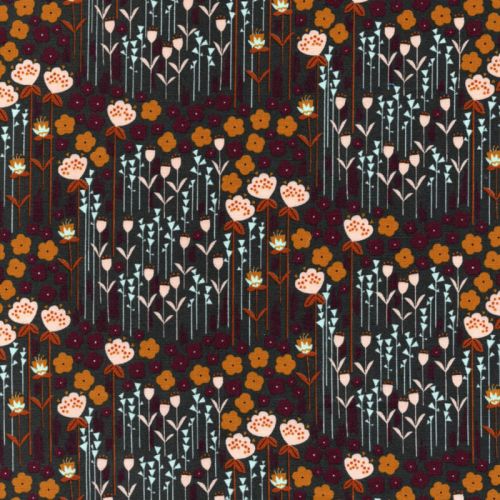 Tissu Coton Matilda fond moutarde Coton Steel Tissu Coton Matilda fond moutarde Coton Steel