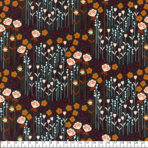 Tissu Coton Matilda fond moutarde Coton Steel Tissu Coton Matilda fond moutarde Coton Steel