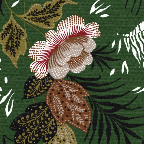 Tissu toile de coton zèbre fond vert Tissu toile de coton zèbre fond vert