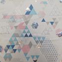 Tissu toile de coton motifs géometriques et holographiques fond blanc