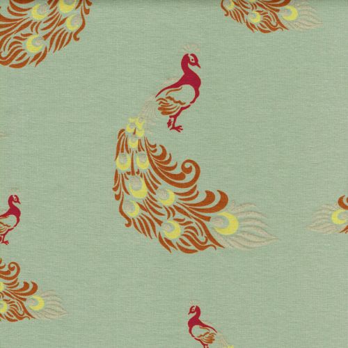 Tissu jersey paon glitter vert Tissu jersey paon glitter vert