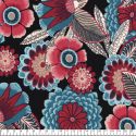Tissu jersey viscose grosses fleurs fond noir