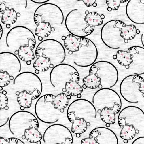 Tissu sweat petits tigres fond écru chiné Tissu sweat petits tigres fond écru chiné