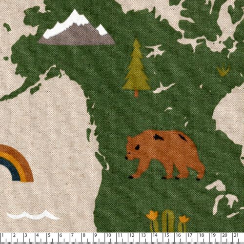 Tissu effet lin mappemonde Tissu effet lin mappemonde