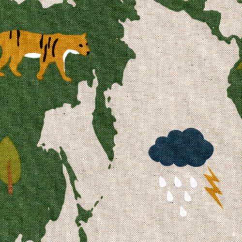 Tissu effet lin mappemonde Tissu effet lin mappemonde
