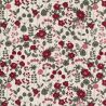 Tissu toile effet lin fleurs bordeaux