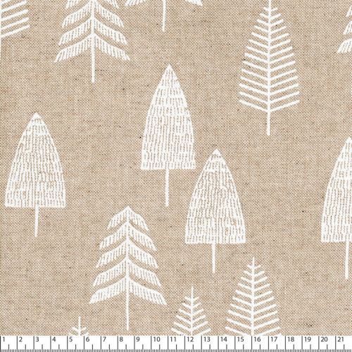 Tissu effet lin arbres en hiver Tissu effet lin arbres en hiver