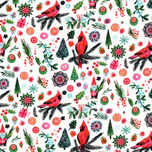 Tissu coton cardinal rouge de noël Tissu coton cardinal rouge de noël
