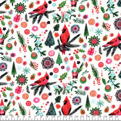 Tissu coton cardinal rouge de noël Tissu coton cardinal rouge de noël
