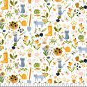Tissu coton chats de printemps