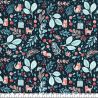 Tissu coton chats de noël fond bleu marine
