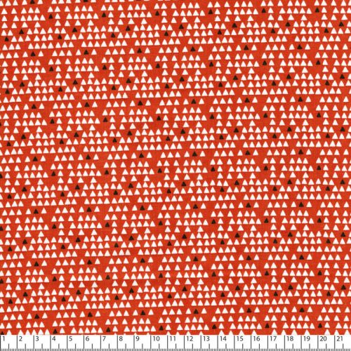 Tissu coton petits triangles fond orange Tissu coton petits triangles fond orange