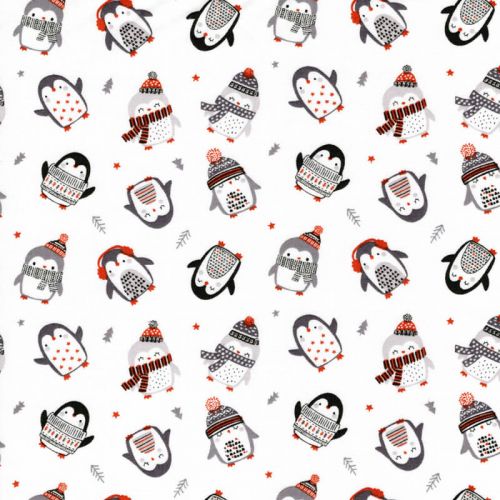 Tissu coton pingouins sur fond blanc Tissu coton pingouins sur fond blanc