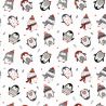 Tissu coton pingouins sur fond blanc