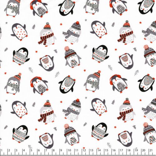 Tissu coton pingouins sur fond blanc Tissu coton pingouins sur fond blanc