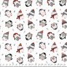 Tissu coton pingouins sur fond blanc