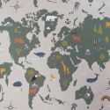 Tissu effet lin mappemonde