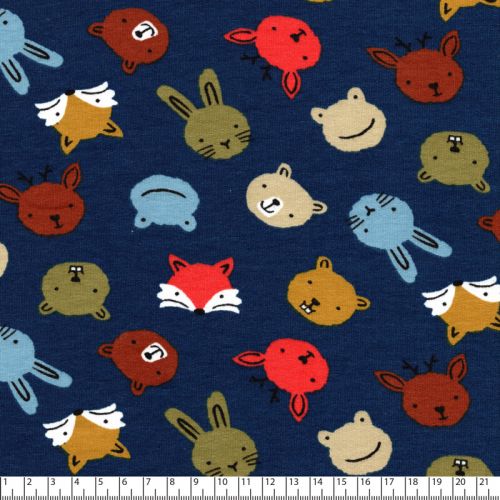 Tissu sweat fin coton BIO aminals face Poppy Tissu sweat fin coton BIO aminals face Poppy