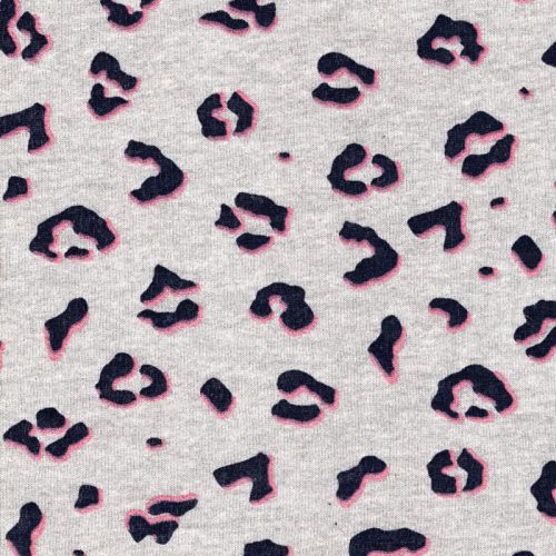 Tissu sweat gratté léo glitter fond gris chiné Tissu sweat gratté léo glitter fond gris chiné