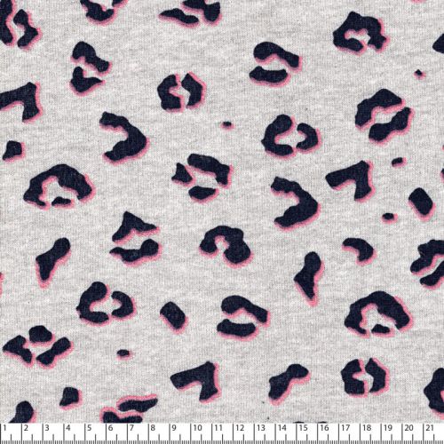 Tissu sweat gratté léo glitter fond gris chiné Tissu sweat gratté léo glitter fond gris chiné