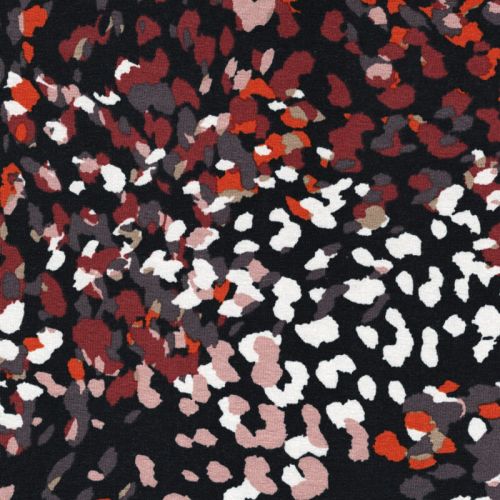 Tissu jersey viscose taches colorées fond noir Tissu jersey viscose taches colorées fond noir