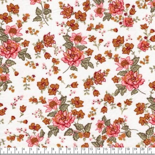 Tissu viscose fleurs vintage fond blanc cassé Tissu viscose fleurs vintage fond blanc cassé