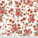 Tissu viscose fleurs vintage fond blanc cassé