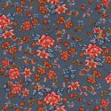 Tissu viscose fleurs vintage fond bleu jean