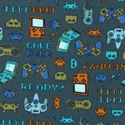 Tissu jersey game over fond gris Poppy