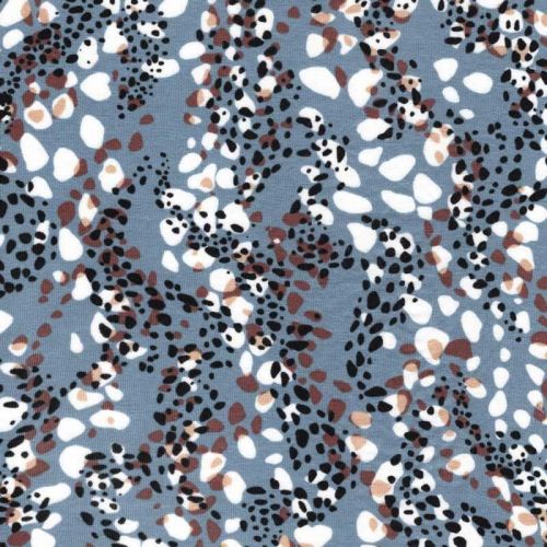 Tissu jersey viscose bubbles fond bleu Tissu jersey viscose bubbles fond bleu