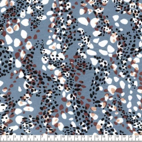 Tissu jersey viscose bubbles fond bleu Tissu jersey viscose bubbles fond bleu