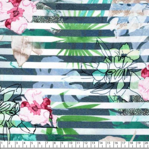 Tissu jersey rayures tropicales 95% vis / 5%el larg 150 cm Tissu jersey rayures tropicales 95% vis / 5%el larg 150 cm