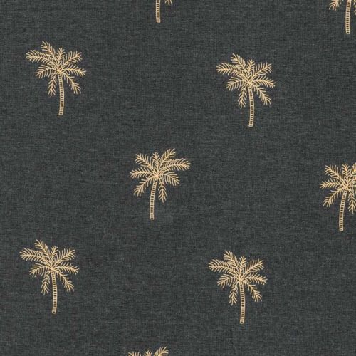 Tissu jersey Palm tree gris anthracite Tissu jersey Palm tree gris anthracite