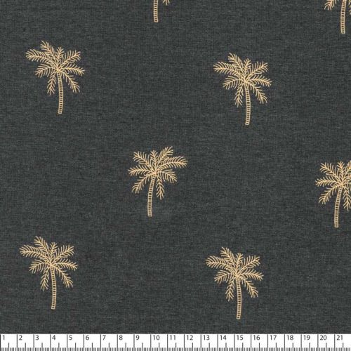 Tissu jersey Palm tree gris anthracite Tissu jersey Palm tree gris anthracite
