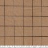 Tissu carreaux fd marron clair 65 %Pol,32%visc,3%el larg 142